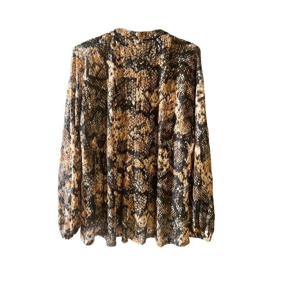 NWT Free People Women Pullover Snakeskin Print Tunic with Collar Drawstring Size - Picture 2 of 5